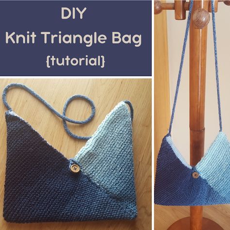 Keeping it Real: DIY Knit Triangle Bag {tutorial} Knit Triangle, Diy Knit, Yarn Ideas, Triangle Bag, Keeping It Real, Diagonal Line, Bag Tutorial, Circular Knitting Needles, Bags Tutorial