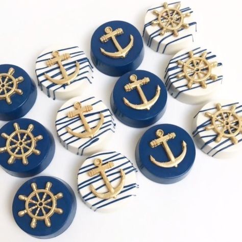 Baby Shower Boy Decorations, Nautical Baby Shower Boy, Nautical Cake, Nautical Birthday, Chocolate Covered Treats, Trendy Baby Shower Ideas, Baby Shower Decorations For Boys, Nautical Baby Shower, Nautical Baby