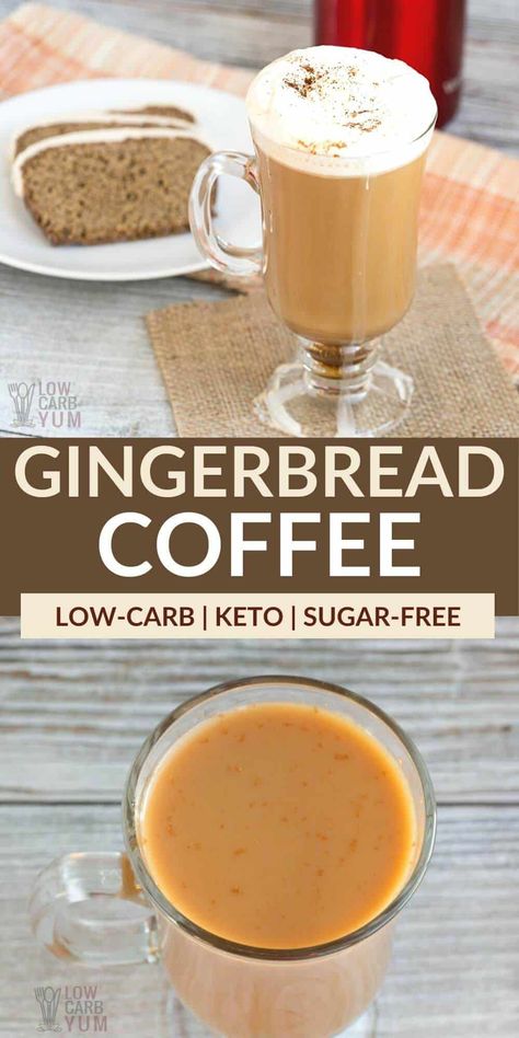 Gingerbread spice coffee is a perfect beverage to enjoy during the holiday festivities. The recipe adds a ginger cinnamon spice blend to regular coffee along with sweetened cream. Easy and delicious! Keto Gingerbread, Low Carb Gingerbread, Thm Sweets, Low Carb Starbucks, Ginger Coffee, Gingerbread Coffee, Keto Beverages, Gingerbread Spice, Gingerbread Syrup