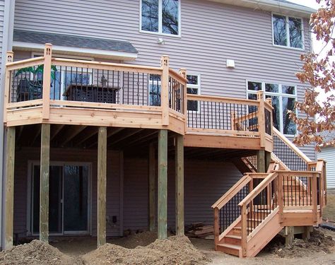 to give a suburban home a beach house feel Multi Level Deck Ideas, Deck With Stairs, Louvered Roof, Multi Level Deck, Backyard Layout, Hot Tub Deck, Backyard Design Layout, Patio Steps, Hot Tub Backyard