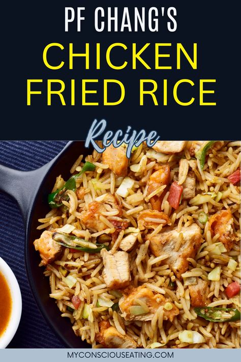 Chicken fried rice with a side of soy sauce Chicken Fried Rice Thai, Authentic Chicken Fried Rice, Spicy Chicken Fried Rice, Authentic Fried Rice Chinese, Fried Rice Seasoning Mix Recipes, Stir Fry Rice Recipes, Pf Changs Fried Rice Recipe, Stir Fried Rice Recipe, Chicken Fried Rice Recipe Easy