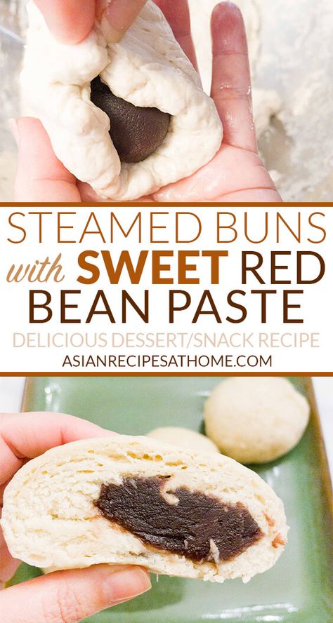 Red Bean Paste Buns, Red Bean Bun Recipe, Bean Paste Buns, Red Bean Dessert, Steam Buns Recipe, Red Beans Recipe, Sweet Red Bean Paste, Sweet Red Bean, Steam Recipes