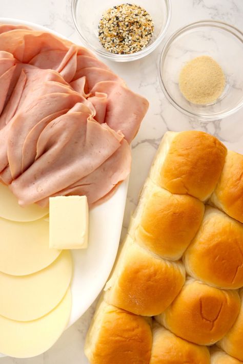 Turkey and Cheese Sliders - Kitchen Divas Turkey And Cheese Sliders, Sliders Recipes Turkey, Turkey Lunch Meat, Ham Sliders, Turkey Sliders, Cheese Sliders, Cheese Buns, Leftover Cranberry Sauce, Honey Baked Ham