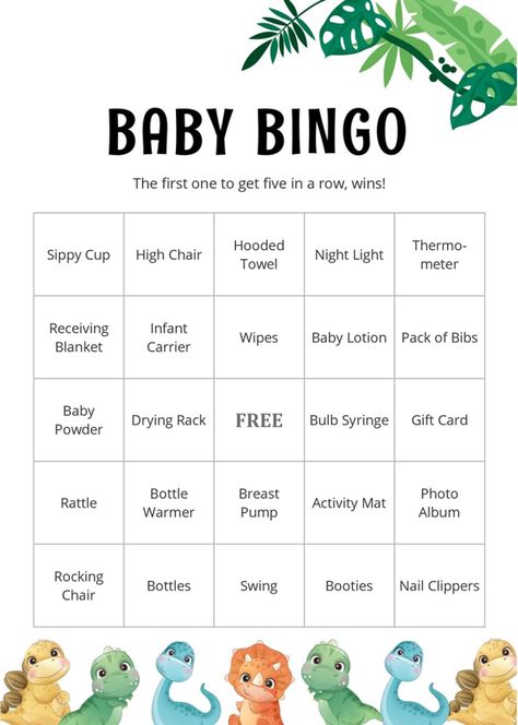 Baby Dinosaurs Bingo | 60 Prefilled Cards Printable Dinosaur Baby Shower Food Ideas, Baby Dinosaur Baby Shower Ideas, Dinosaur Themed Baby Shower Ideas, Dino Baby Shower Ideas Boys, Dinosaur Baby Shower Ideas For Boys, Baby Shower Bingo Free Printable, Baby Shower Dinosaur Theme, Dinosaur Baby Shower Ideas, Dinosaur Baby Shower Games