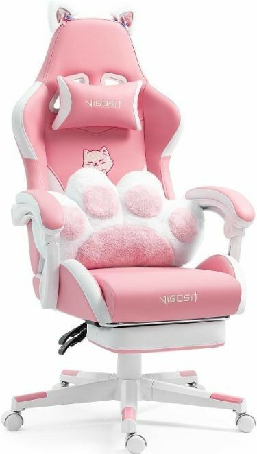 Pink Gaming Chair, Gamer Chair, Ergonomic Computer Chair, Game Chair, Hello Kitty Makeup, Chair With Footrest, Dekorasi Kamar Tidur, Cat Paw, Pc Game