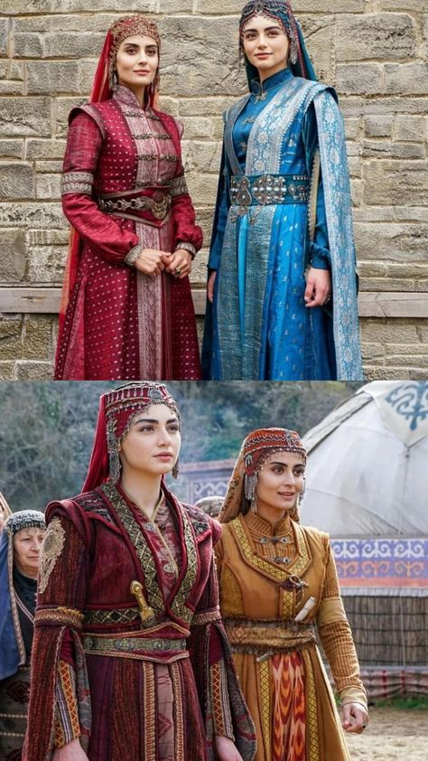 Ancient Turkish Clothing, Traditional Turkish Clothing Women, Turkish Culture Traditional Dresses, Flesh Magic, Ottoman Empire Fashion, Bala Hatun Dress, Turkish Fashion Traditional, Turkish Traditional Dresses, Ottoman Empire Clothing