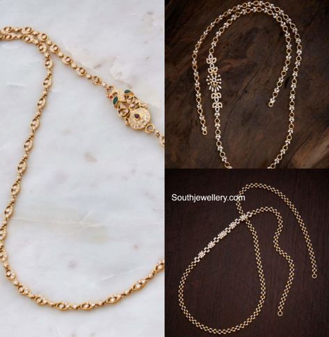 Diamond Mope Chain Designs Mugappu Chain, Thali Chain, Mangalsutra Design, Black Beads Mangalsutra, Black Beads Mangalsutra Design, Beautiful Gold Necklaces, Bridal Diamond Jewellery, Indian Jewellery Design, Diamond Jewelry Designs