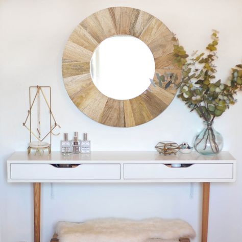 DIY Modern Makeup Vanity with IKEA EKBY Alex Shelf Target Mirror, Ikea Ekby, Vanity Diy, Modern Makeup Vanity, Modern Makeup, Ikea Hack Ideas, Shelf Furniture, Diy Vanity, Diy Ikea Hacks