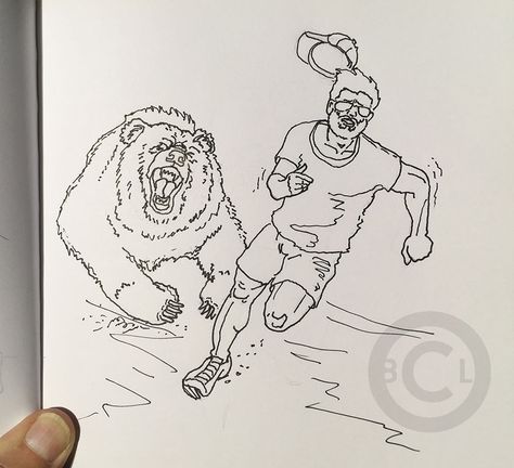 A sketch of running bear. The best way to train for a 10K... An angry bear on a trail run. Drawing by Brad C. Lawley Train For A 10k, Drawing Running, Bear Running, Running Drawing, Running Tattoo, Bear Sketch, Running Bear, Angry Bear, Bear Drawing