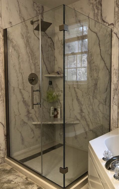 One Piece Shower Walls, No Grout Shower Floor, Cultured Marble Shower Walls Master Bath, No Tile Shower Walls, No Grout Shower Walls, Granite Shower Walls, White Shaker Vanity, Tiled Bathroom Floor, Ottawa House