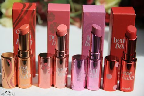 Katie's Beauty Blog: REVIEW: Benefit's Tinted Lip Balms & Swatches! Best Tinted Lip Balm Drugstore, Tinted Lip Balm Swatches, Benefit Lip Tint, Benefit Lip Tint Swatch, Tarte Lip Set, Tinted Lip Balm, Beauty Blog, Lip Balm, The Balm