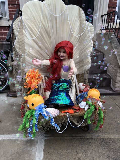 Wagon Costume, Stroller Costume, Mermaid Float, Family Themed Halloween Costumes, Mermaid Pool Parties, Under The Sea Decorations, Pride Event, Mermaid Parade, Themed Halloween Costumes