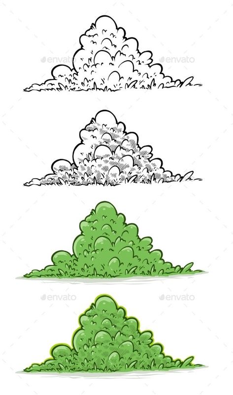 Bush Drawing, Cartoon Black And White, Big Bush, Cartoon Green, Fish Logo, Cartoon Black, Doodle Illustration, Yay Images, Wolf Art