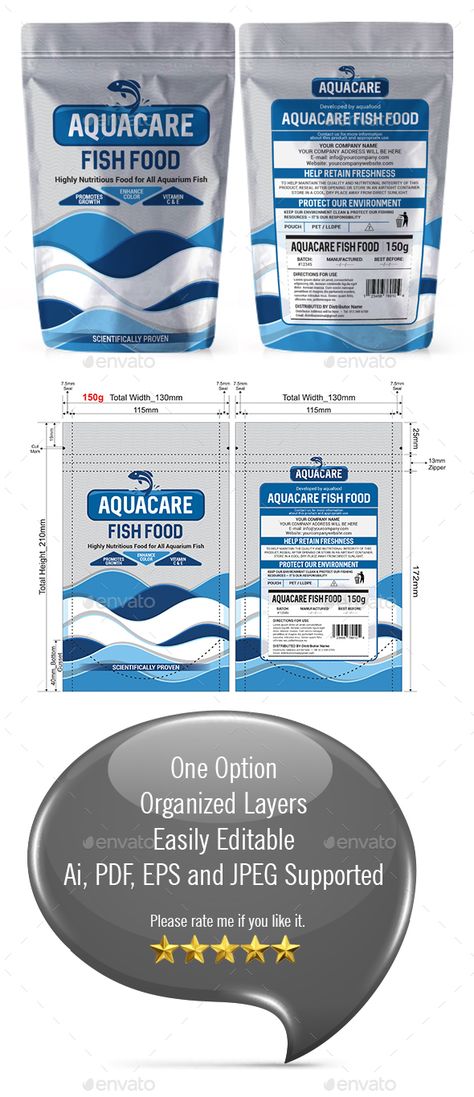 #Fish #Food #Packaging Template - Packaging Print Templates Dried Fish Packaging Ideas, Fish Product Packaging, Blue Food Packaging, Fish Food Packaging, Fish Packaging Design, Fish Packaging, Salad Packaging, Fish Snacks, Medicine Packaging