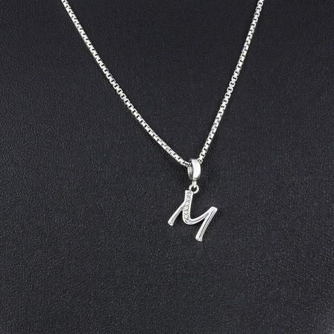 M Initial Necklace, Letter M Necklace, M Initial, The Letter M, Sterling Silver Charm Necklace, Initial M, M Necklace, Alphabet Charm, Pretty Jewelry Necklaces