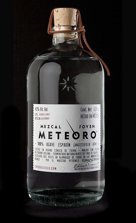 Mezcal Meteoro Tequila Design, Alcohol Branding, Mezcal Brands, Drinks Ideas, Alcohol Packaging, Wine Photography, Drink Labels, Alcohol Bottles, Packaging Labels Design