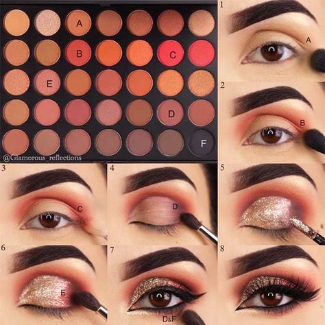 Makeup for Brown Eyes Step by Step picture 6 Glitter Eyeshadow Tutorial, Eyes Step By Step, Light Eye Makeup, Make Up Mata, Makeup Morphe, Trendy Eyeshadow, Health Guru, Eye Makeup Steps, Beauty Make-up