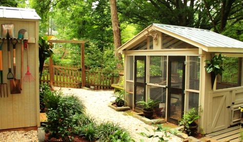 REDEEM YOUR GROUND Making the most out of your side yard. Chicken coop & bunny hutch combo; potting shed. Cheap Chicken Coops, Bunny Hutch, Portable Chicken Coop, Coop Design, Best Chicken Coop, Raising Backyard Chickens, Chicken Coop Designs, Coop Plans, Building A Chicken Coop