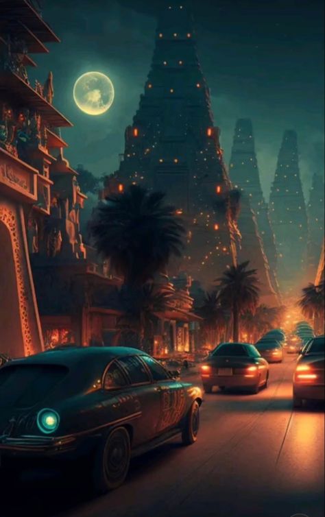 Modern Day Fantasy Art, Alternate History Art, Aztec Architecture, Aztec City, Golden Empire, Tiktok Inspiration, Aztec Empire, Have An Amazing Day, Art Landscapes