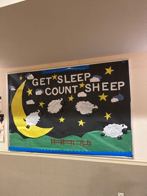 Sleep health amd wellness bulletin board Nap Time Bulletin Boards, Sleep Bulletin Board, Daycare Nap Room Ideas, Student Wellness, Book Bulletin Board, Ra Boards, Ra Bulletin Boards, Rules Poster, Classroom Rules Poster