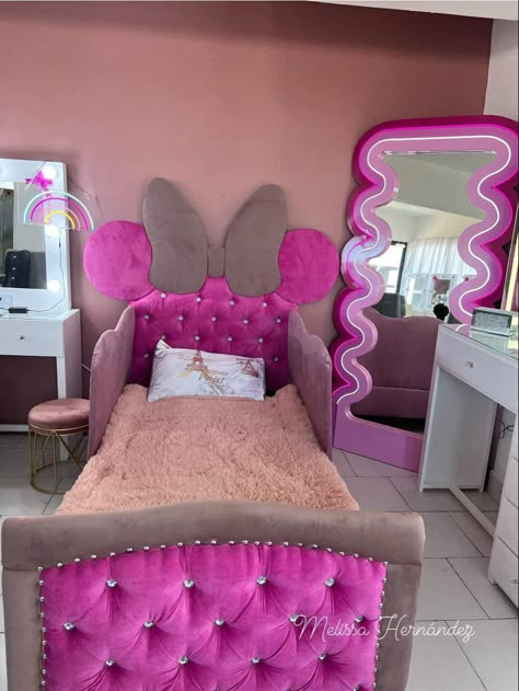 Aries Core, Minnie Mouse Room, Minnie Mouse Bedroom Decor, Minnie Mouse Room Decor, Barbie Room Decor, Girls Room Design, Bed Decoration, Bedroom Redesign, Girly Apartment Decor