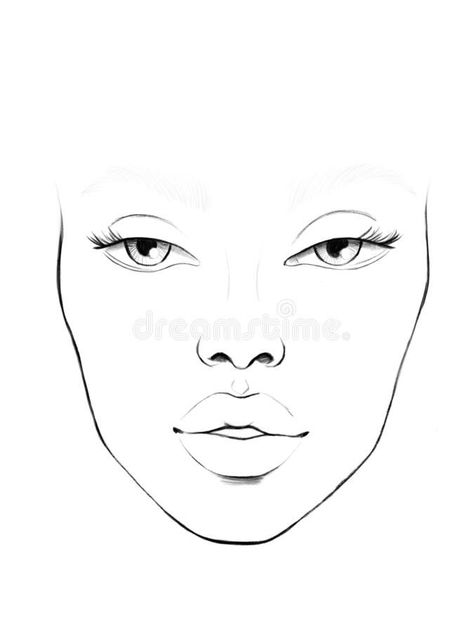 Face Chart Makeup Artist Blank. Beautiful Woman Portrait. Face Chart for Makeup. Makeup Artist Blank. Template. Stock Illustration - Illustration of graphic, lips: 244677335 Face Chart For Makeup Practice, Blank Face For Makeup Drawing, Face To Do Makeup On Drawing, Printable Makeup Face Chart, Face Outlines For Drawing, Plain Face Drawing For Makeup, How To Draw Women Face, Makeup Template Face Make Up, Make Up Template Face