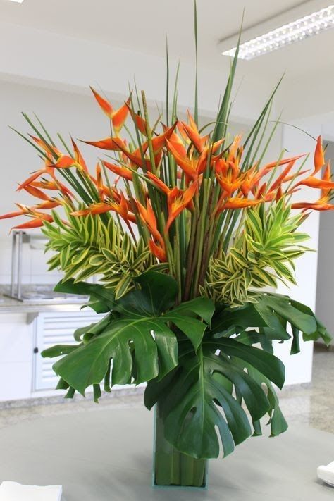 Tropical Floral Arrangements Large, Birds Of Paradise Floral Arrangement, Large Tropical Flower Arrangements, Tropical Flowers Arrangements, Tropical Floral Centerpieces, Flower Arrangements Tropical, Corporate Flower Arrangements, Heliconia Arrangement, Flowers Arrangements Ideas