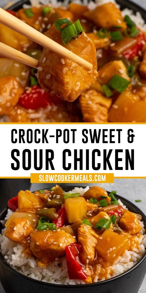 Sweet Pepper Recipes, Rice And Veggies, Dinner Recipes For Family Healthy, Dinner Recipes Easy Healthy, Crock Pot Food, Easy Crockpot Dinners, Sweet And Sour Chicken, Flavorful Dinner, Chicken And Veggies