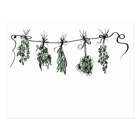 Herb Illustration, Herb Tattoo, Herbs Illustration, Herb Art, Plant Doodle, Garden Tattoos, Hanging Herbs, Garden Embroidery, Garden Herbs