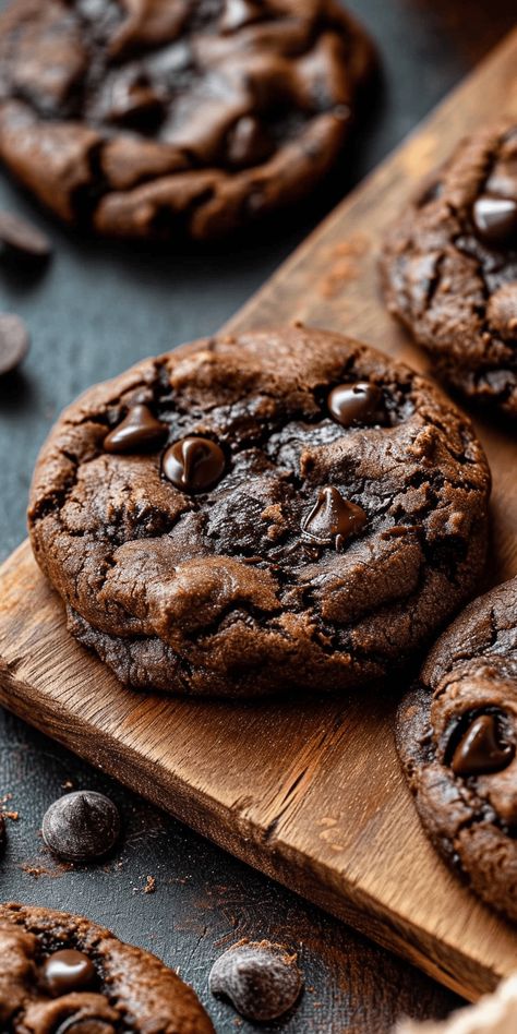 Double Chocolate Chip Cookies [30 Minutes] - Chasety Double Chocolate Desserts, Chocolate Cookie Photography, Chocolate Dessert Photography, Chocolate Chip Cookie Food Photography, Double Chocolate Cookies Chewy, Chocolate Chip Cookie Photography, Photographing Cookies, Crumbl Cookie Chocolate, Bakery Photography Ideas