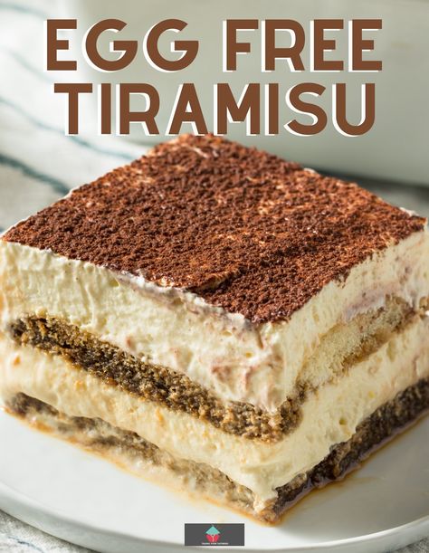 Egg Free Tiramisu. This a delicious Italian chilled dessert recipe, with layers of whipped cream and cream cheese, on a bed of coffee liqueur-soaked sponge. A quick and easy recipe and perfect for parties! Using Cream Cheese, Cheesecake Brownie Bars, Recipes Using Cream Cheese, Whipped Cream Desserts, No Egg Desserts, Chilled Desserts, Coffee Liqueur, Tiramisu Recipe, Mouthwatering Recipes