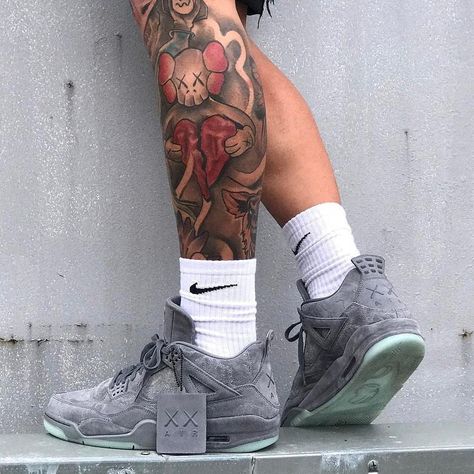 Kaws Tattoo, Nike Tattoo, Around Arm Tattoo, Full Leg Tattoos, Christian Sleeve Tattoo, Pretty Hand Tattoos, Forarm Tattoos, Tattoo Photography, Back Of Shoulder Tattoo