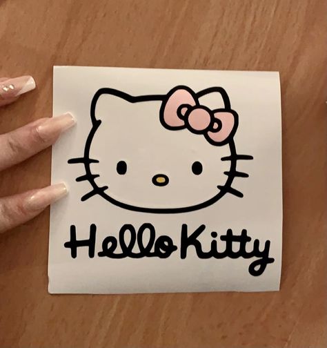 Hello kitty vinyl layering technique Hello Kitty Cricut Projects Vinyl Decals, Hello Kitty Cricut Projects, Hello Kitty Cricut, Cricut Hello Kitty, Hello Kitty Vinyl, Vinyl Layering, Hello Kitty Jewelry, Pink Vinyl, Layered Vinyl