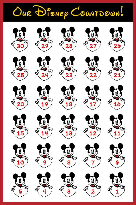 Disney Printable Countdown Numbers Countdown Begins, Free Disney Countdown Printable, Countdown To Disney Printable, Disney World Countdown Printable, Disney Trip Countdown, Disney Countdown Ideas Free Printable, Disneyland Countdown Printable, Disney Numbers, Diy Disney Countdown