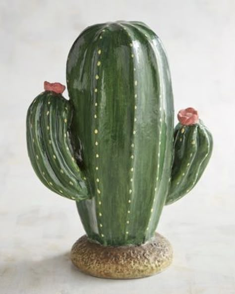 Ceramic Cactus, Cactus Ceramic, Cactus House Plants, Cactus Diy, Sculpture Projects, Gourds Crafts, Garden Pottery, Cactus Decor, Hand Built Pottery