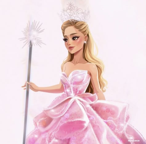 Ariana Grande Wicked Glinda, Glinda Arianagrande, Wicked Drawings, Ariana Grande Fanart, Ariana Grande Art, Glinda Wicked, Wicked Costumes, Ariana Grande Drawings, Glinda The Good