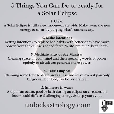 Prep for tomorrow's solar eclipse Solar Eclipse Astrology, Eclipse Book, Solar Eclipse Activity, Eclipse Party, Spiritual Awakening Signs, Solar Eclipses, Black Magic Woman, Moon Eclipse, Birth Chart