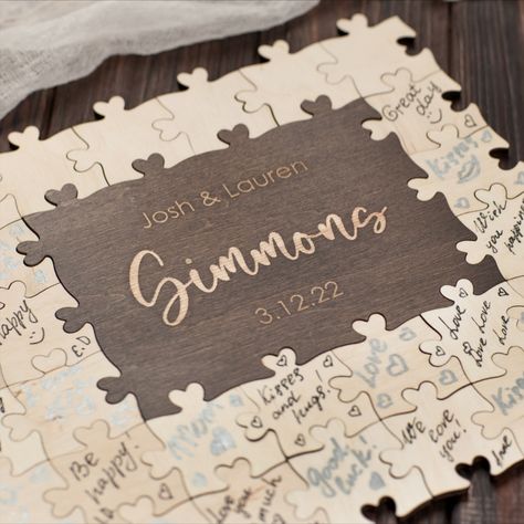 Puzzle Guest Book Wedding, Puzzle Guest Book, Wedding Puzzle, Wooden Guest Book, Alternative Wedding, Wedding Guest Book, Guest Book