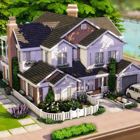 Sims 4 Modern House, Sims 4 Houses Layout, Game House, Sims Freeplay Houses, Shell House, Sims 4 House Building, Sims 4 House Plans, Suburban House, Sims 4 House Design