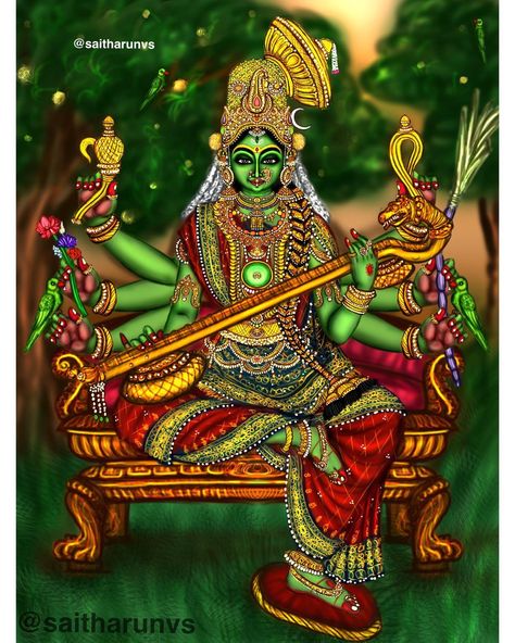 Raja Shyamala Devi, Matangi Devi, Guru Wallpaper, Divine Art, Aadi Shakti, Saraswati Goddess, Wallpaper Images Hd, Navratri Images, Rangoli Designs Images