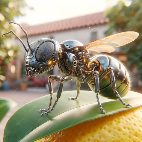 Premium Photo | Futuristic flying android insect in the garden on a lemon leaf Lemon Leaf, Futuristic Robot, Lemon Leaves, Video Mockup, Card Banner, Poster Invitation, Cartoon Clip Art, All Video, Premium Photo