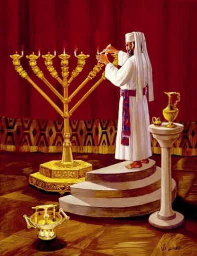 Priest prepares the Menorah Moses Tabernacle, Tabernacle Of Moses, Messianic Judaism, Messianic Jewish, Learn Hebrew, Bible Illustrations, Bible Pictures, The Tabernacle, Ayat Alkitab