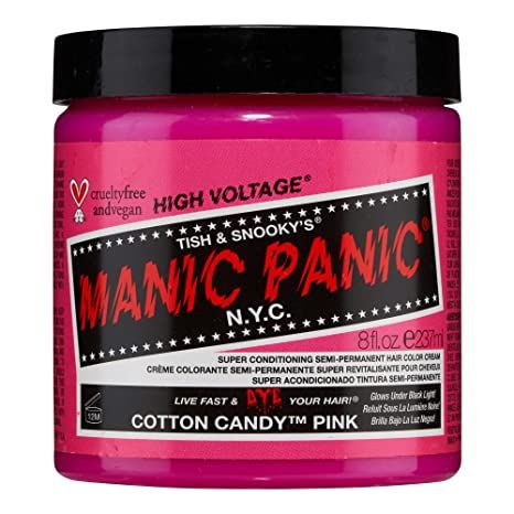 Manic Panic Cotton Candy Pink, Candy Pink Hair, Cotton Candy Pink Hair, Manic Panic Hair Color, Permanent Hair Dye Colors, Manic Panic Hair, Pink Hair Dye, Semi Permanent Hair Dye, Hair Color Cream