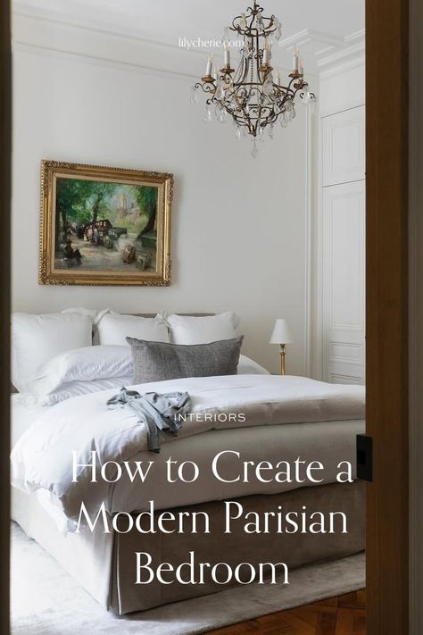 parisian bedroom Parisian Style Bedroom Ideas, Parisian Modern Bedroom, Modern Parisian Interior Design, French Interior Design Parisian Style, Modern Parisian Bedroom, Parisian Chic Interior Design, Parisian Interior Style, French Apartment Decor, French Chic Bedroom