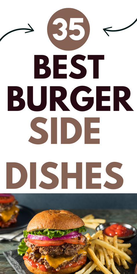 Wondering what to serve with hot dogs and hamburgers? I've gathered 40 of the BEST side dishes for burgers and dogs, ensuring you have everything you need for a summer full of grilling, cookouts, and BBQs! Chicken Burger Side Dish, What Goes With Burgers, What Goes With Hamburgers, Burger Sides Other Than Fries, Side Dish For Hamburgers And Hot Dogs, Best Sides For Hamburgers, What To Have With Burgers, Easy Sides With Burgers, Best Sides With Burgers