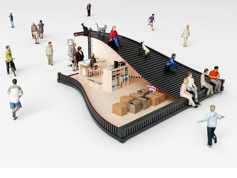 Designers Explore an Entirely New Use for Shipping Containers in Seoul’s Design District Information Kiosk, Pavilion Architecture, Kiosk Design, Urban Furniture, Architecture Design Concept, Shipping Containers, Street Furniture, S Design, Design District