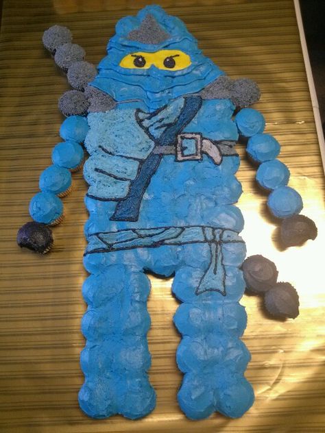 Ninjago Cupcake Cake Ninja Birthday Cake, Pull Apart Cupcake, Ninjago Cakes, Ninjago Birthday Party, Pull Apart Cupcake Cake, Pull Apart Cake, Ninja Birthday Parties, Ninjago Birthday, Ninjago Party