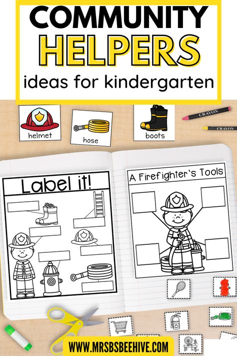 Explore our latest blog post for creative ways to teach kindergarten students about community helpers! From hands-on activities to engaging lessons, discover practical strategies to bring this important topic to life in your classroom. Learn how to incorporate books, crafts, and role-playing to deepen understanding and appreciation for the people who support our communities. Kindergarten Community Helpers Unit, Community Helper Activities, Community Helpers Writing, Community Helpers Kindergarten, Community Helpers Activities, Interactive Notebooks Social Studies, Community Helpers Unit, Social Studies Notebook, Books Crafts