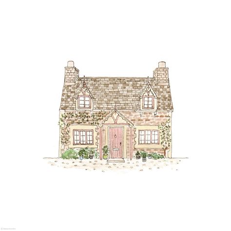 Now Drawing, Cottage Drawing, Cottage Illustration, Art Major, Building Illustration, House Sketch, House Illustration, Pretty Drawings, Cottage House