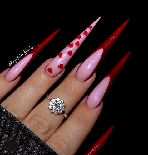 Stelito Nails, Staleto Nails, Simple Stiletto Nails, Nail Details, Gem Nail Designs, Stilleto Nails Designs, Damian Priest, Valentines Day Nails, Blue Acrylic Nails